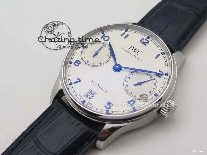 MIROTIME 0412 EasyCare Portuguese Real PR IW500705 ZF 1:1 Best Edition On Blue Leather Strap A52010 V 7310